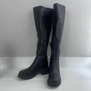 Franco Sarto Black Lug Sole Over-The-Knee Boots
